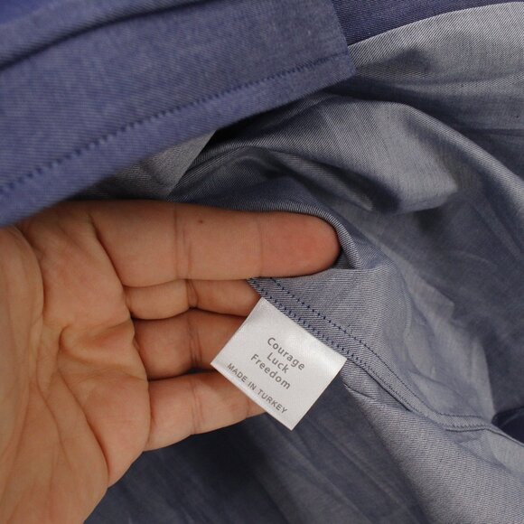 Teddy Stratford Shirt Mens 2 Blue Button Up Hidden Zipper Long Sleeve Preppy - Picture 6 of 12